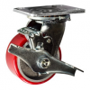 4" Swivel Caster with Brake - Polyurethane Tread on Metal Wheel