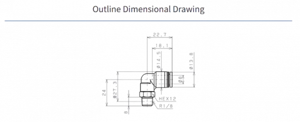 ZPL8-01 NPT (R 1/8) Push to Connect Composite Air Fitting - Male Elbow, BLCH.