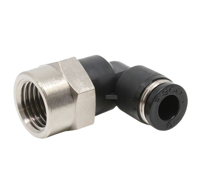 PLF6-02 NPT (R 1/4) Push to Connect Composite Air Fitting - Male Elbow, BLCH.