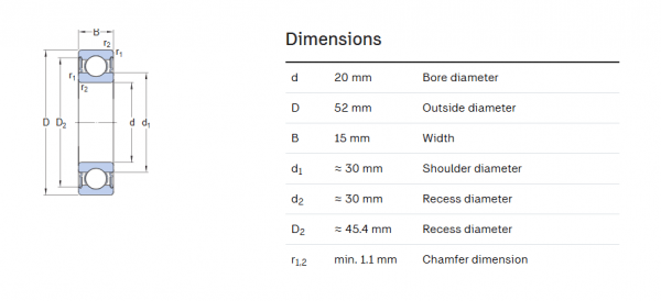 Captura de pantalla 2026-01-21 224434 W 6304-2RS1 Stainless steel deep groove ball bearing with integral sealing.
