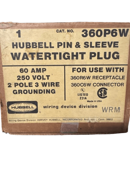 HUBBELL 360P6W 60 Amp 250 Volt 3 Wire Pin & Sleeve Plug