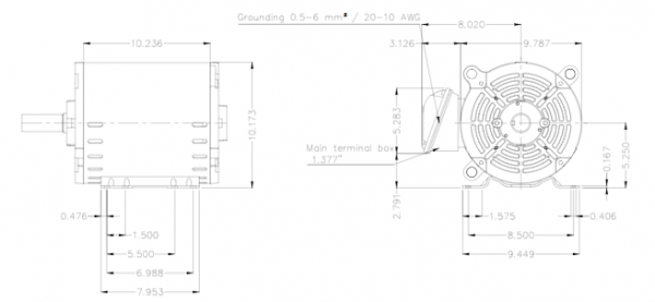 00718OT3E213T-S, WEG - Three-Phase General Purpose Motor, 7.5 HP, 213/5T Frame, 230/460V AC Voltage, 1800 Nameplate RPM
