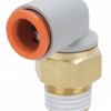 SMC Push-Fit Elbow Fitting: 3/8 in OD x 1/8 in Pipe Size, Push-to-Connect x MNPT, Brass, White - KQ2L11-34AS