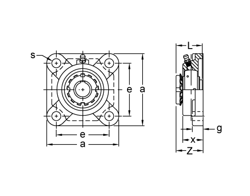 UKF211+HS2311, Adapter Sleeve Locking Four-Bolt Flange Unit, UKF200+H Series