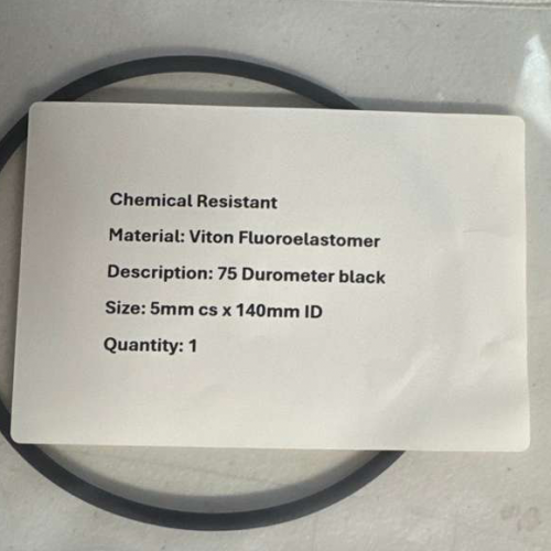 O´ring Viton Fluoroelastomer, 75 Durometer Black, 5x140mm ID. 1 Pc. VF75BK5140