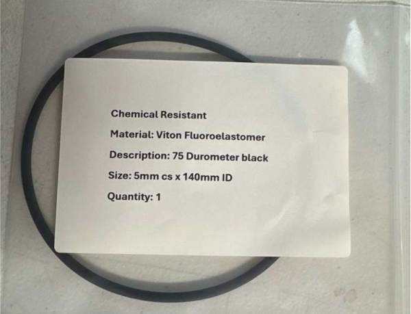 O´ring Viton Fluoroelastomer, 75 Durometer Black, 5x140mm ID. 1 Pc. VF75BK5140