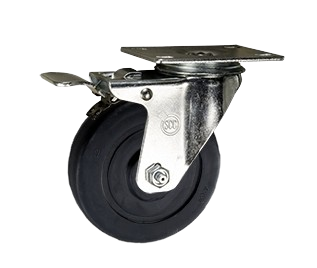 4" Stainless Steel Swivel Caster - Total Lock Brake - Hard Rubber Wheel 300 lb Cap. SCC-SSTTL20S414-HRS