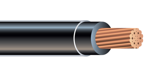 500MCM AWG UL THHN Building Wire, Bare copper, 37 Strand, PVC, 600V, Black, 20513899